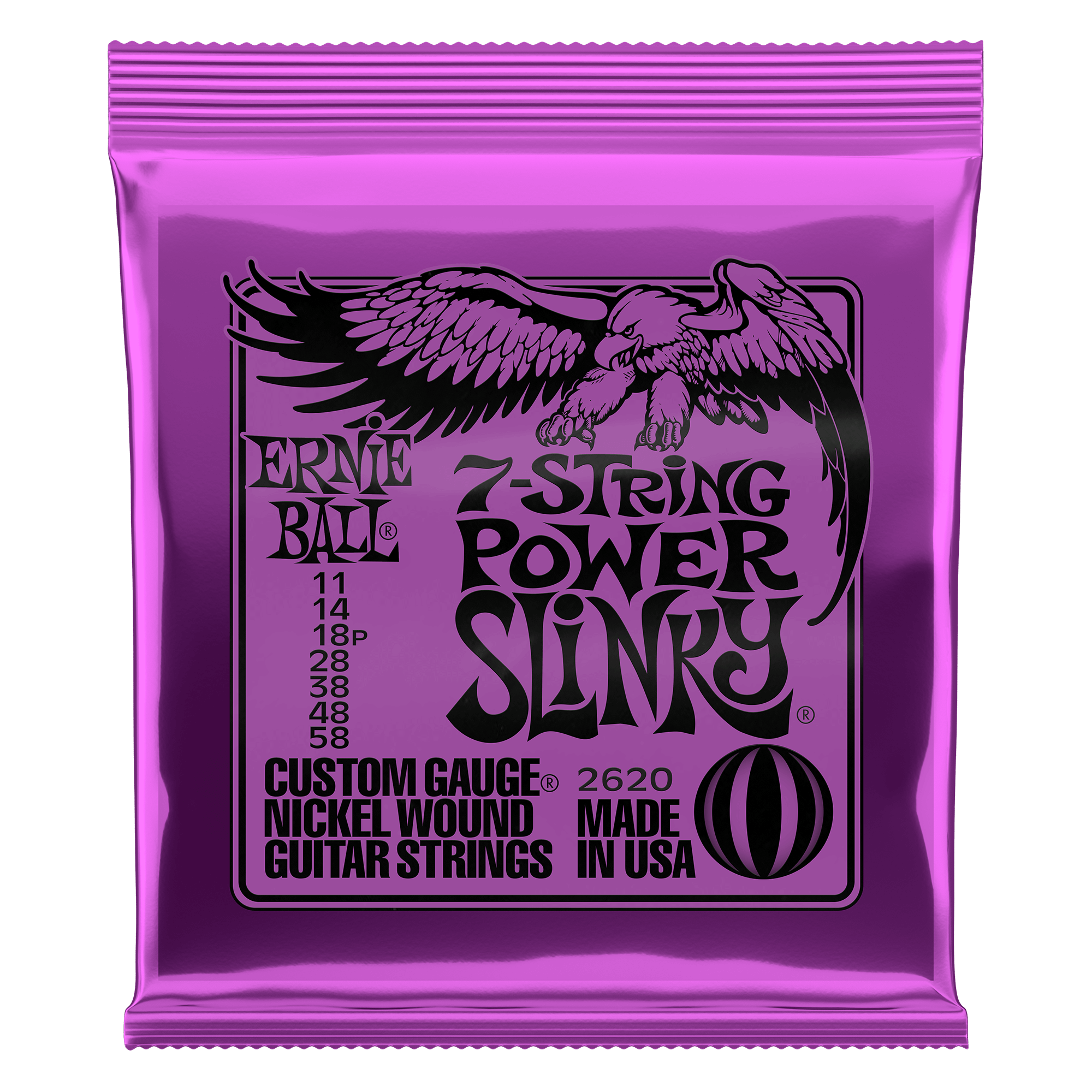 Ernie Ball Power Slinky Electric Guitar 7-String Set  11-58 (2620)