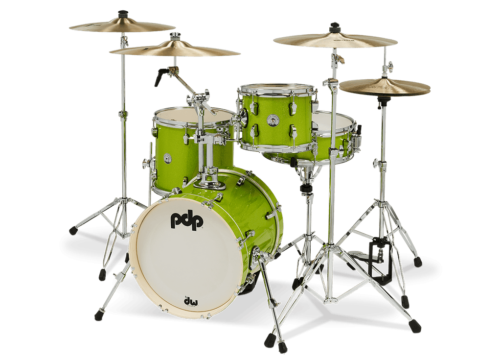 PDP New Yorker 4pc Compact Drum Kit - Shell Pack - Electric Green Sparkle