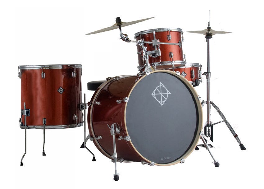 Dixon Spark 4pc 18" Drum Kit w/Hardware and Cymbals - Champagne Sparkle