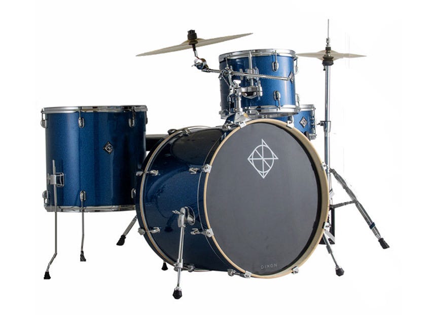 Dixon Spark 4pc 18" Drum Kit w/Hardware and Cymbals - Ocean Blue Sparkle