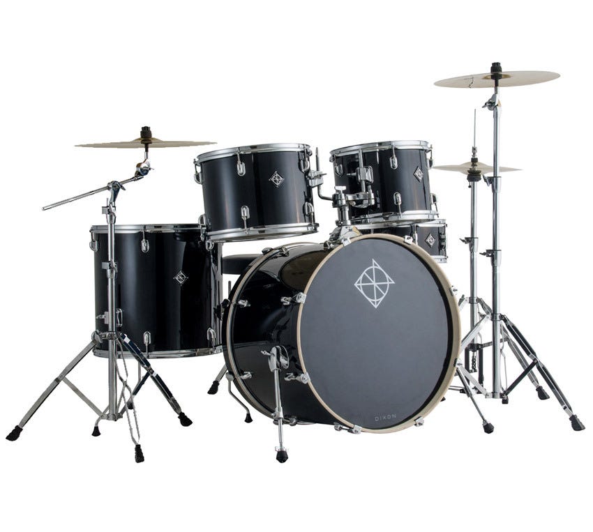 Dixon Spark 5pc 22" Drum Kit w/Hardware and Cymbals - Misty Black Sparkle