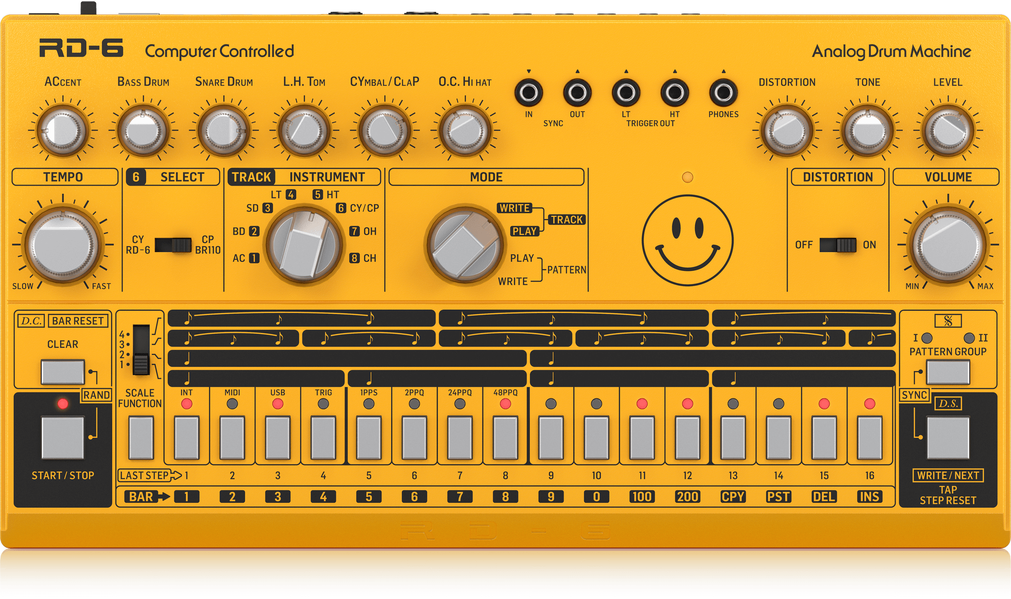 Behringer RD6-AM Analog Drum Machine - Yellow