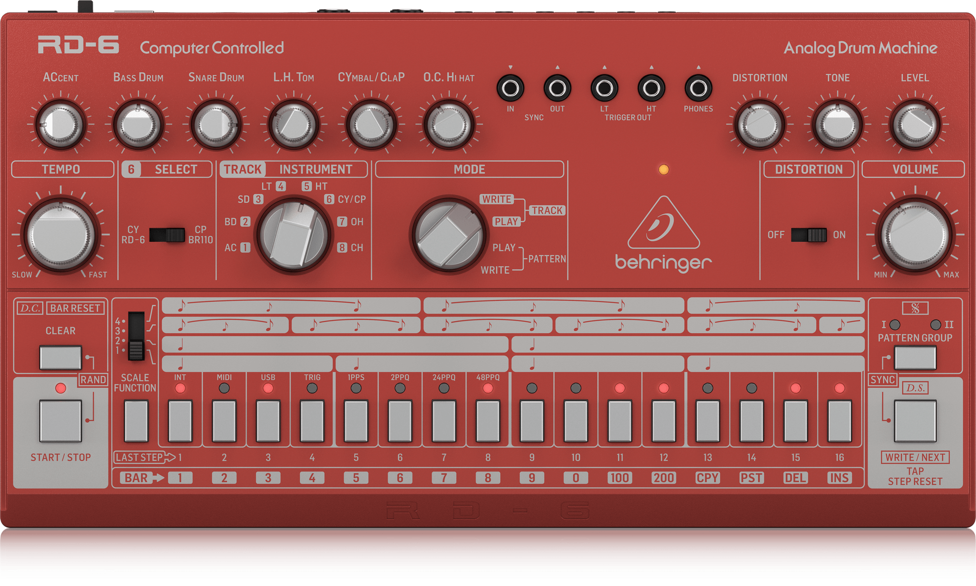 Behringer RD6-RD Analog Drum Machine - Red