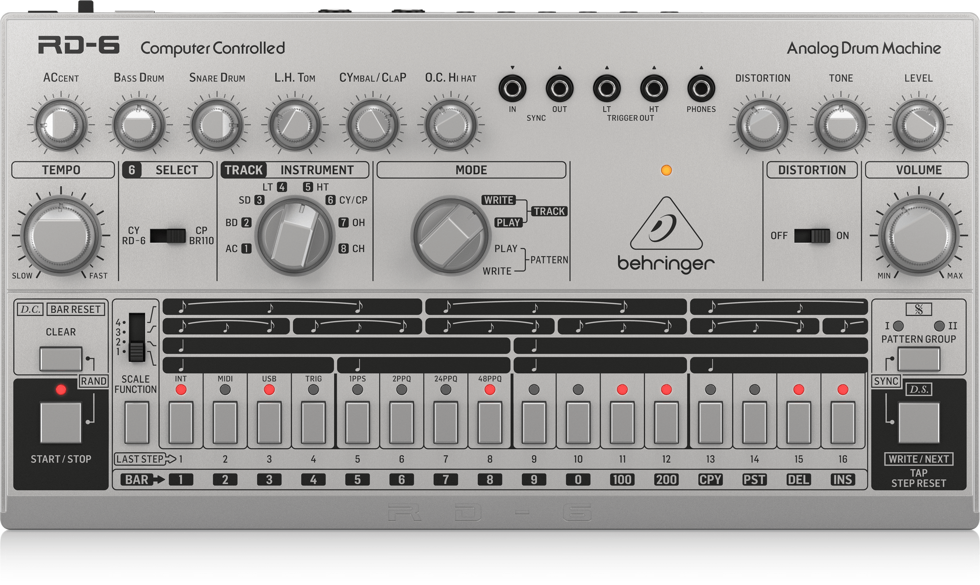 Behringer RD6-SR Analog Drum Machine - Silver
