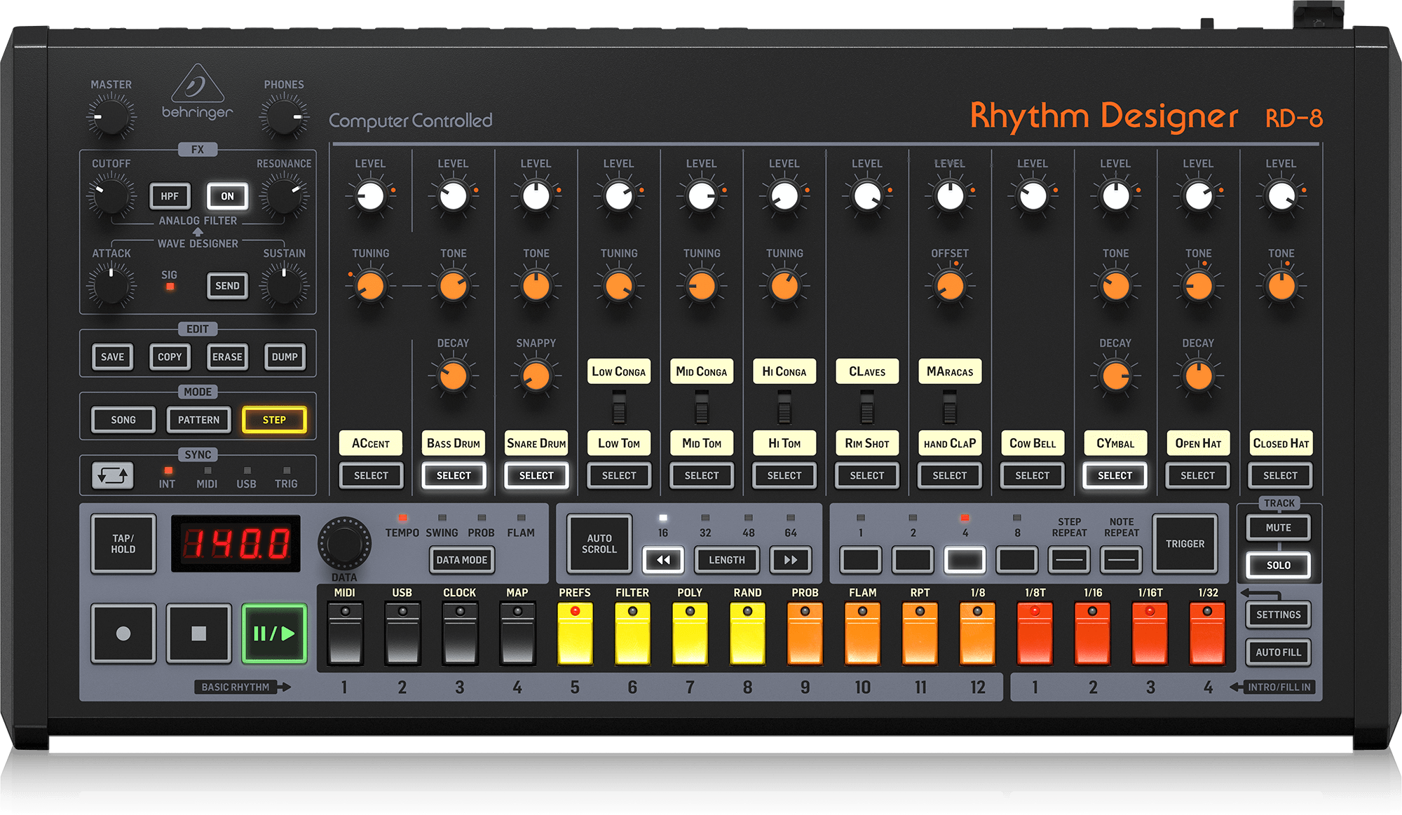 Behringer Rhythm Designer RD-8 MKII Analog Drum Machine