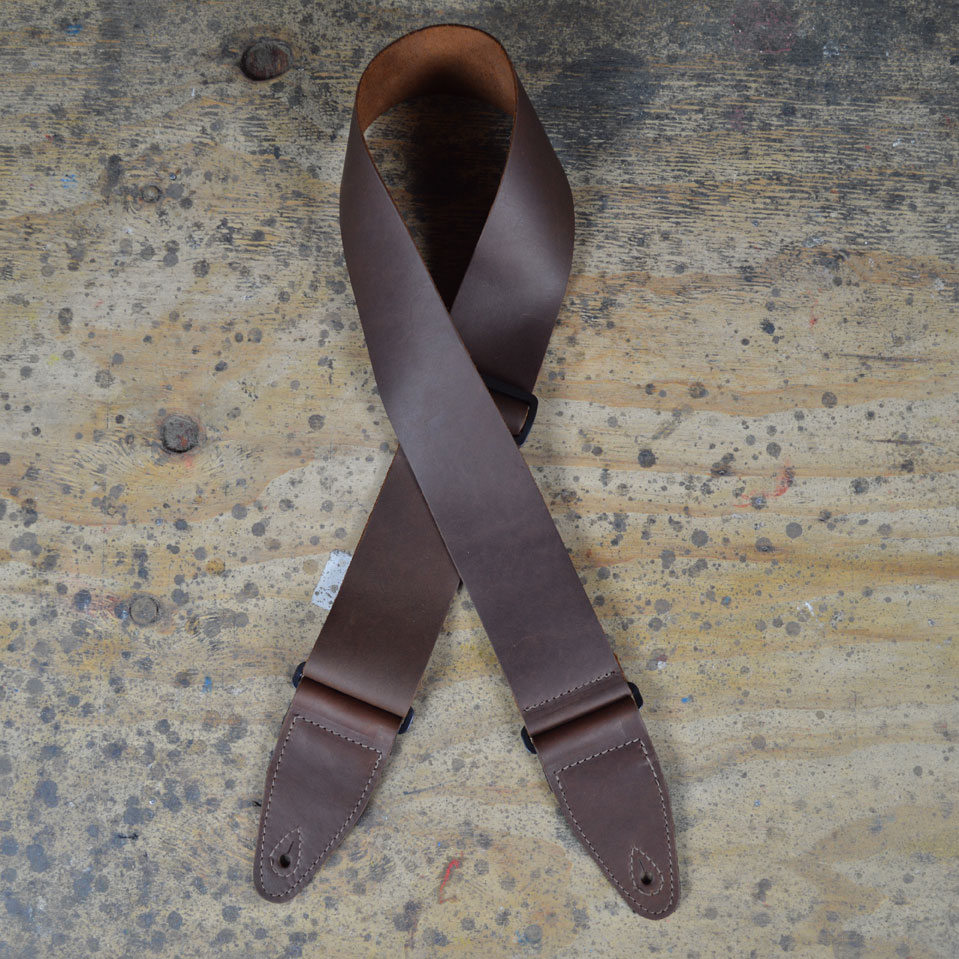 Colonial 3″ Soft Leather Slide Adjustable Guitar Strap - Brown