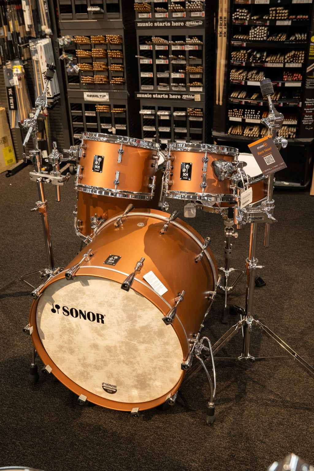 Sonor SQ1 4pc Drum Kit - Shell Pack No Snare - Satin Copper Brown (SCB)