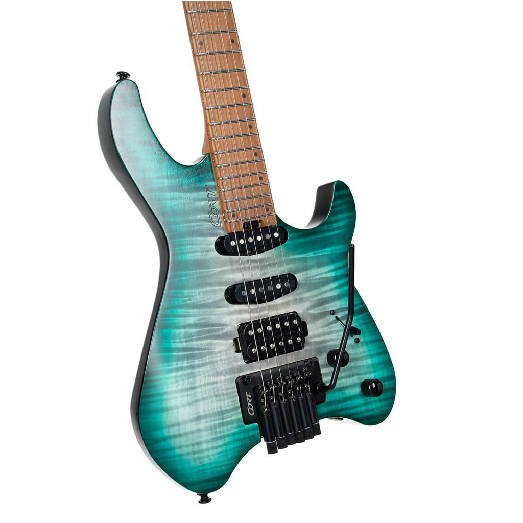 Cort Space G6TR Headless Electric Guitar - Semi-Gloss Lagoon