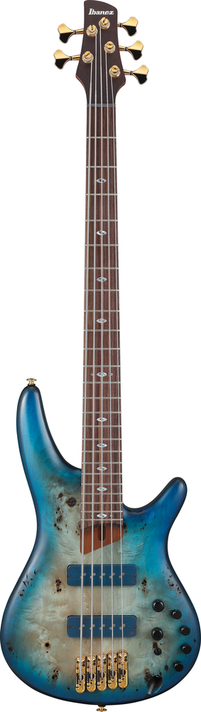 Ibanez SR6605 5 String Electric Bass w/ Case - Ghost Fleet Blue Burst