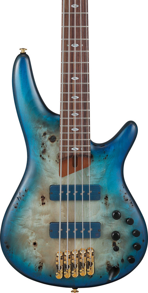 Ibanez SR6605 5 String Electric Bass w/ Case - Ghost Fleet Blue Burst
