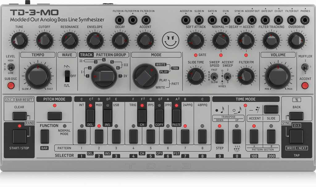 Behringer TD-3-MO-SR Modded Out Analog Bass Synth - Silver