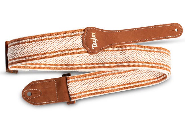 Taylor 2" Academy Jacquard Leather Guitar Strap - White / Brown