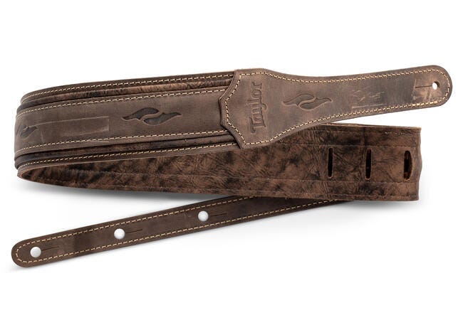 Taylor Element 2.5" Distressed Leather Guitar Strap - Dark Brown
