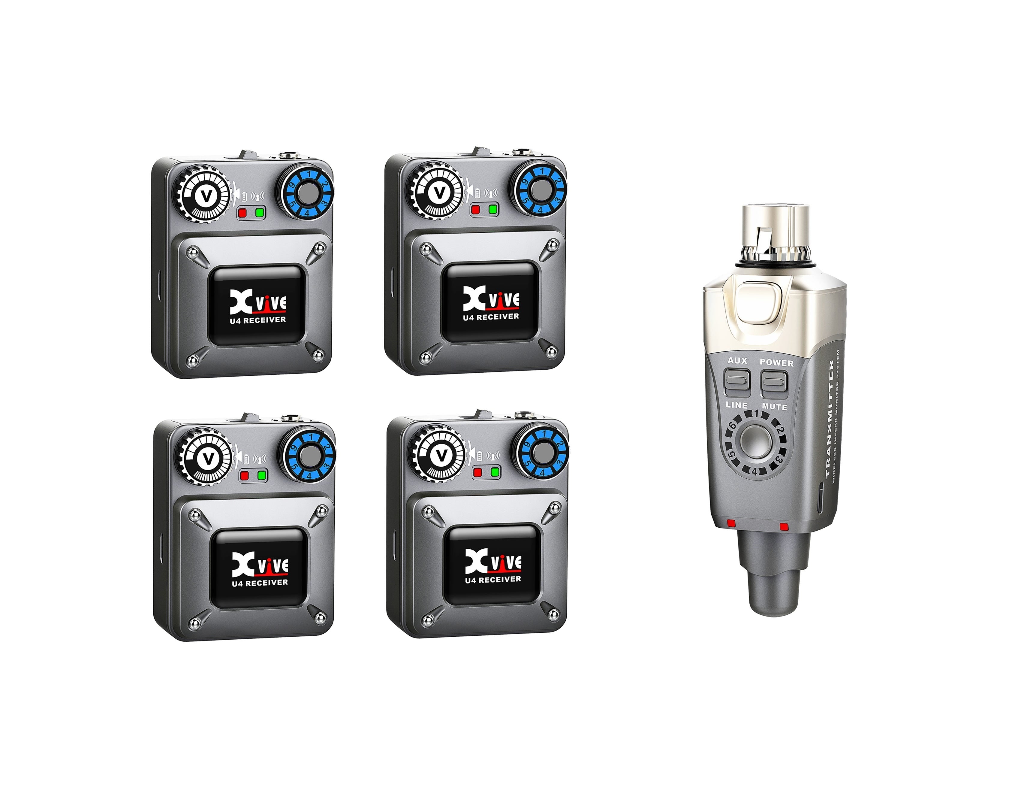 XVIVE U4R4 Wireless Monitor System for In-Ear Monitors (4 Receivers)