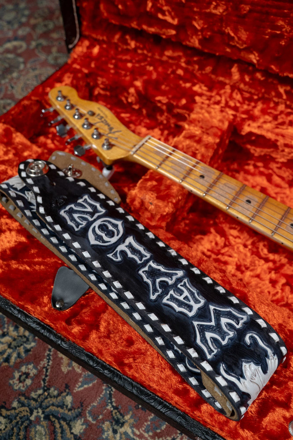 Fender Custom Shop Masterbuilt Waylon Jennings BTB 54' Telecaster Relic - Black and White Tooled Leather over Butterscotch Blonde