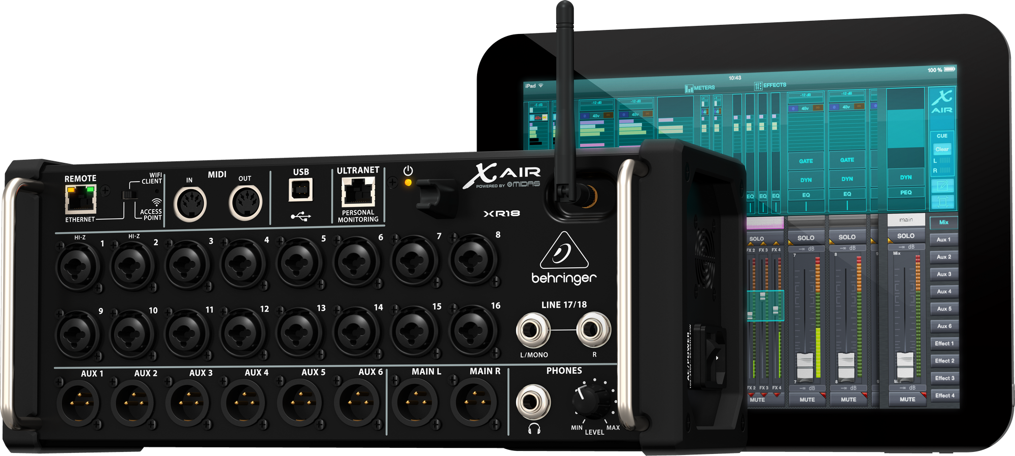 Behringer XR18 X-AIR Rackmount Wireless Digital Mixer w/Tablet Control